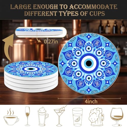 Cross Ceramic Coasters of 2 with Cork Backing Absorbent Cup Coaster Cross