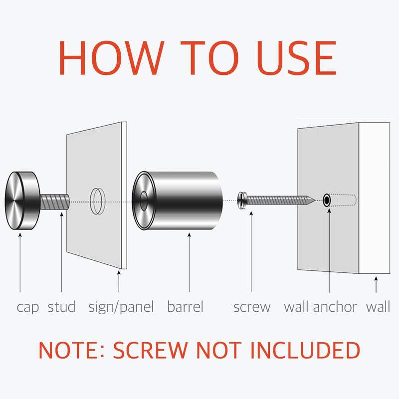 [Australia - AusPower] - 5/8 x 1-1/8 Inch Standoff Wall Mounts for Glass - Lantee 12 Pcs Stainless Steel Sign Standoff Mounting Hardware Screws, 16 x 30mm 5/8" x 1-1/8" / 16 x 30mm 
