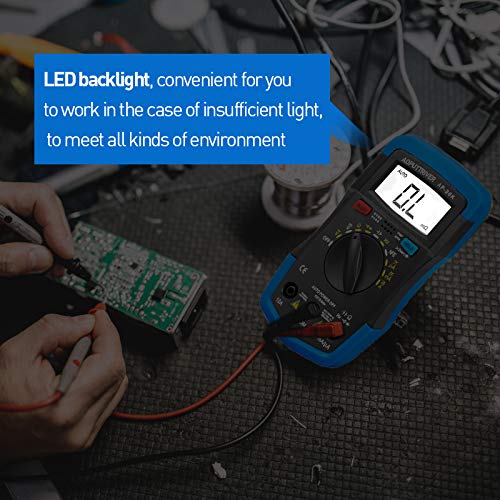 [Australia - AusPower] - Multimeter Tester TRMS 4000 Counts Digital Multimeter with DC AC Voltmeter and Ohm Volt Amp Meter ; Measures Voltage, Current, Resistance; Diode Continuity,Tests Live Wire, Continuity 