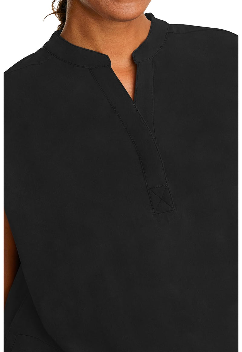[Australia - AusPower] - Healing Hands Women's Scrub Top Relaxed Fit Journey Top - 2 Pockets with Knit Details, Dolman Sleeve and Rounded Hem - 2152 Medium Black 