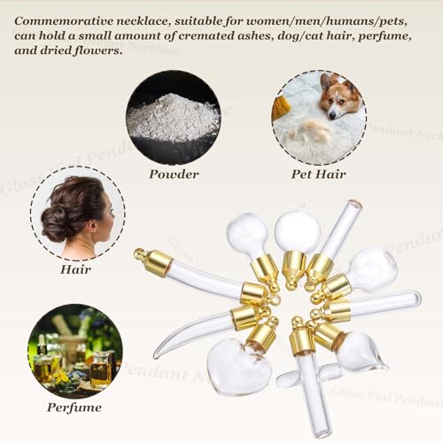 sourcing map Glass Vial Pendant Necklace, Perfume Bottle Necklaces Urn Container Memorial Jewelry with Screw Cap for Liquid Sand Ashes DIY Charm Souvenirs Gold Teardrop
