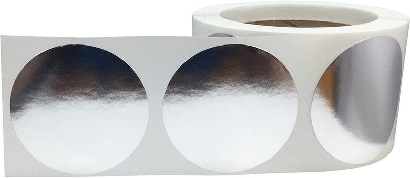 Metallic Silver Color Coding Labels for Organizing Inventory 2.5 Inch Round Circle Dots 500 Total Adhesive Stickers On A Roll