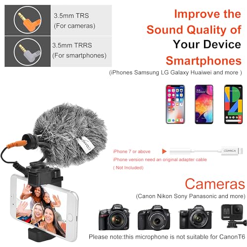COMICA CVM-VM10II Universal Shotgun Microphone for Camera, iPhone, Android Black