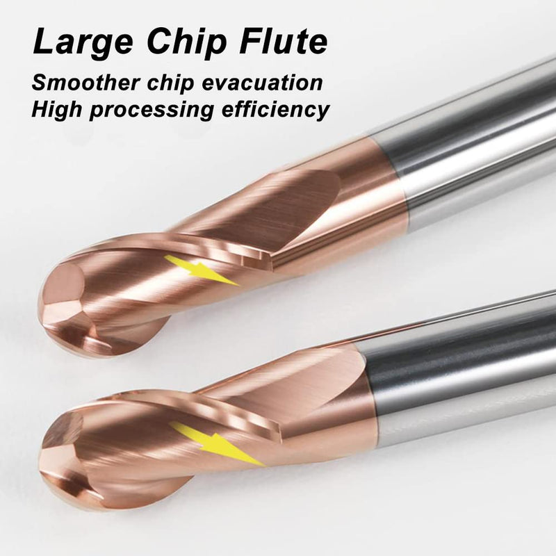[Australia - AusPower] - ASNOMY Set of 2 Solid Carbide Radius Milling Cutter Ball End Mill Diameter 4 mm AlTiN Coating HRC 55, Carbide Ball End Mill, 2 Teeth CNC Engraving Cutter for Metal Ø4mm-2 Stücke 