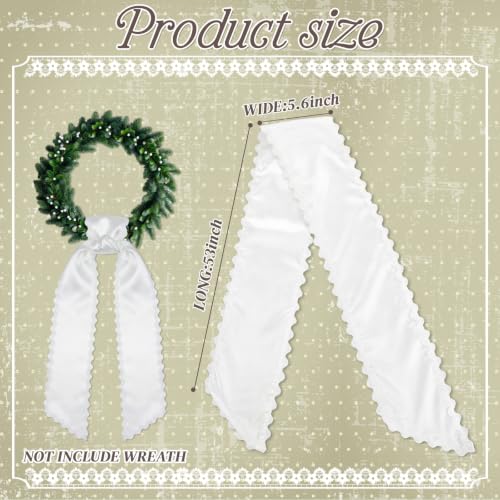 Giegxin 8 Pcs Wreath Sash for Front Door Shiny Blank Wreath Sash for Embroidery Satin Wreathes Sashes with RIC Rac Trim Embroidery Monogram Wreathes Accessory for Wedding Party Decor (White) White