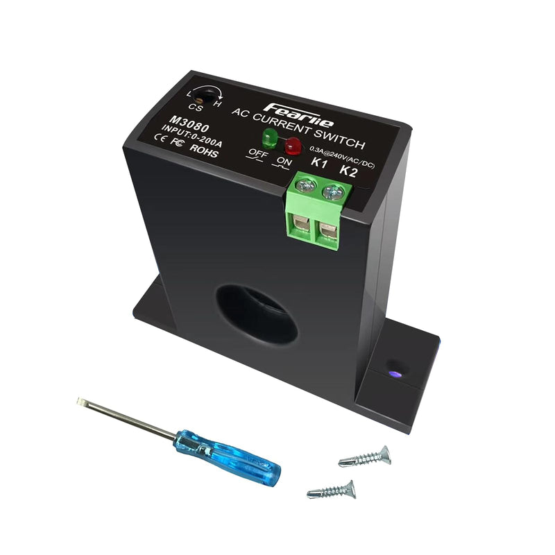 Current Sensing Switch/Relay,AC Current Sensing Switch 0-200A Normally Open Current Sensor Monitoring Relay,Linkage PLC Signal,Overload Controller (M3080) M3080