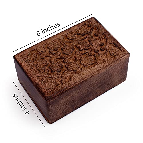 Handmade Wooden Pet Urn Box for Dog & Cat Ashes Keepsake Cremation Box 6 x 4 Inches