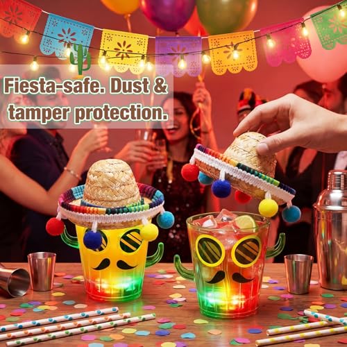 LemonRoad 20 Sets Light up Cactus Shot Glass with Sombrero Party Favor
