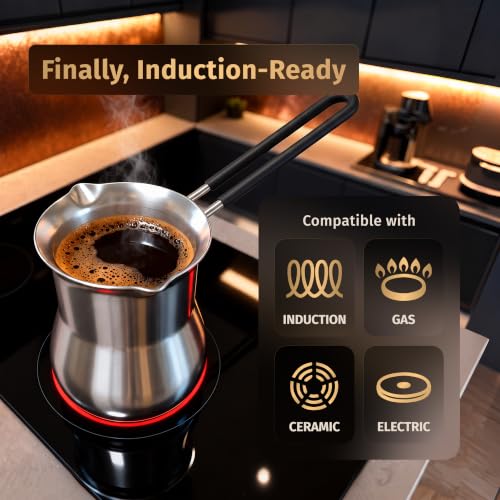 Matiks Turkish Coffee Maker, 15 Oz Induction Cezve - Turkish Coffee Pot