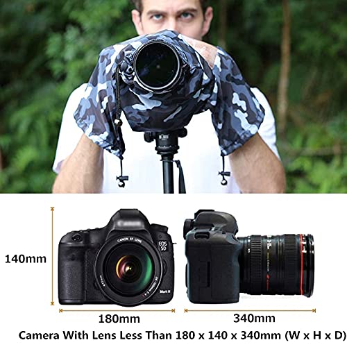 Camouflage Dual Sleeves Rain Cover + Long Rain Cover :Camera Raincoat Dust Proof Protector for Birding on Canon Nikon Camera