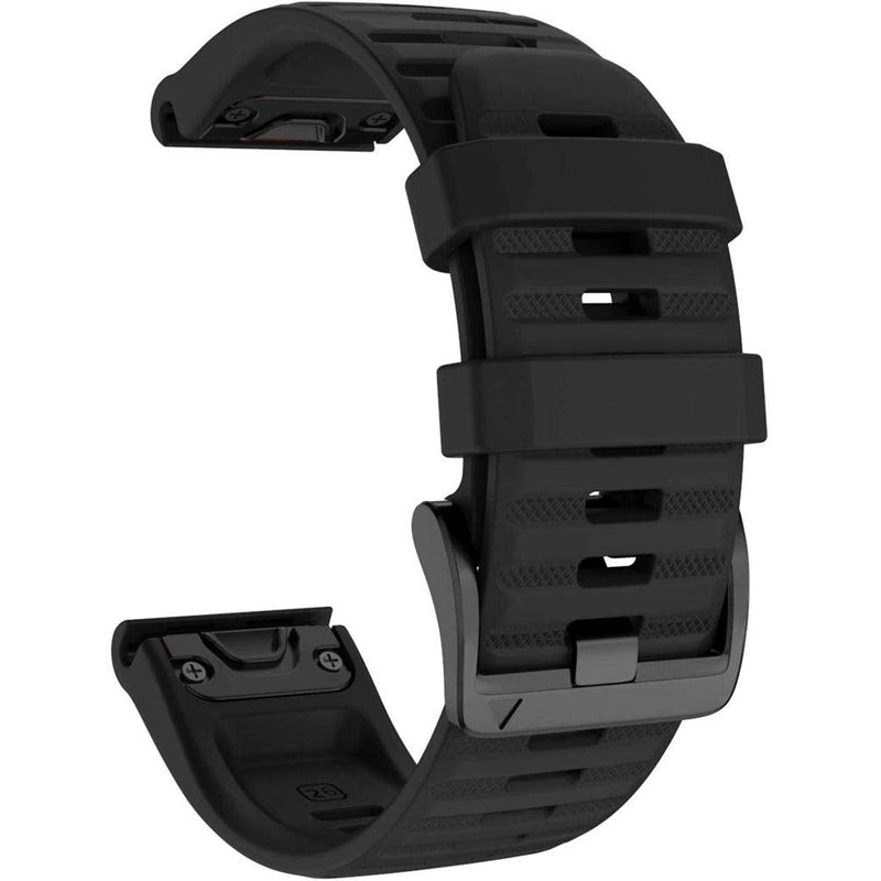 [Australia - AusPower] - Quick Easy Fit Watch Band for Garmin Fenix 6X Pro/Sapphire,26mm Soft Non-allergenic Silicone Sport Waterproof Wristband Strap for Garmin Fenix 5X/5X Plus,Fenix 3,Quatix 3,Tactix Bravo(Black) 