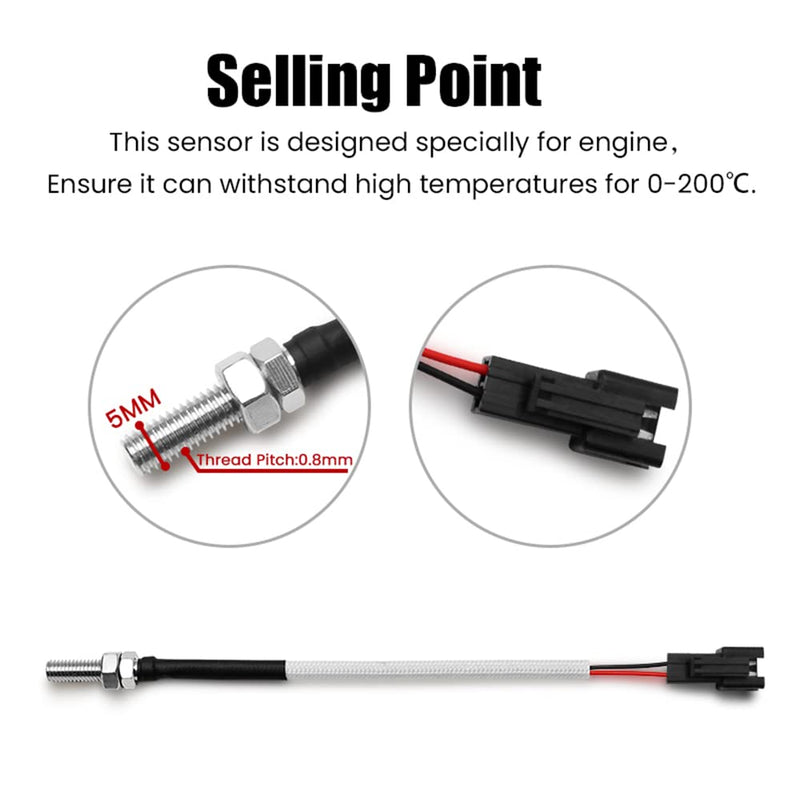 [Australia - AusPower] - Cylinder Head Temperature Meter Engine Temperature Gauge Fahrenheit Digital Temperature Meter with 10mm 14mm Probe Sensor Adapter (Green,14mm) Green 