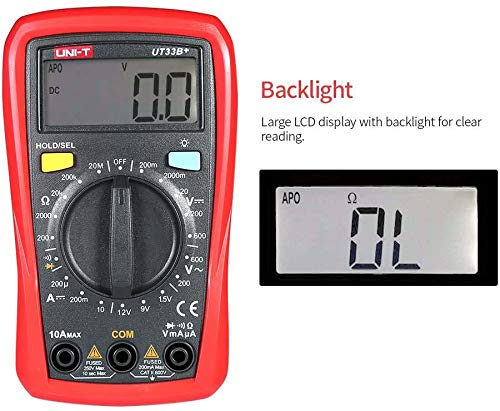 [Australia - AusPower] - UNI-T UT33B+ LCD Digital Multimeter Handheld DC/AC Voltage DC Current Meter Resistance Tester Voltmeter Ammeter 