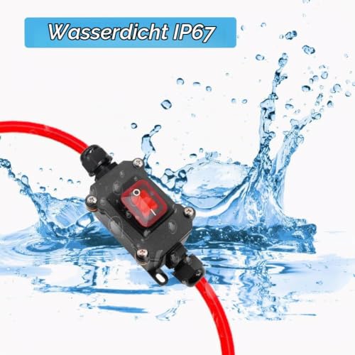 DC12V Inline Cable Switch DC12-24V DPST Double-Sided Cable Switch 25A IP67 Waterproof Rocker Switch with On/Off Quick Connection/Disconnect Switch
