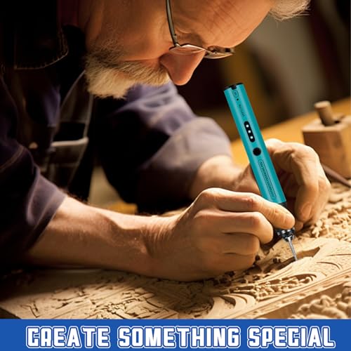 Cordless Engraving Pen, 3-Speed Electric Engraving Tool Kit, Engrave 50+ Surfaces, with 30 Small Drill bits, 7 Grinding Accessories and 5 Engraving Templates, USB Charging for Wood Resin Stone Jewelry