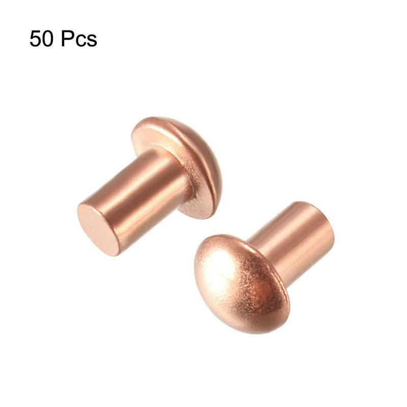 [Australia - AusPower] - uxcell 50 Pcs 5/32" x 15/64" Round Head Copper Solid Rivets Fasteners 5/32" x 15/64" 