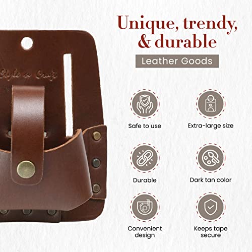 Style N Craft extra large full-grain leather tape holder tool pouch