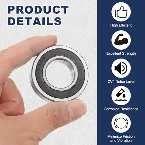 sourcing map 60/28-2RS Deep Groove Ball Bearing, 2pcs 28 x 52 x 12mm Chrome Steel Bearing, Double Rubber Sealed (ABEC 5, ZV4) 60/28-2RS 28mm x 52mm x 12mm 2