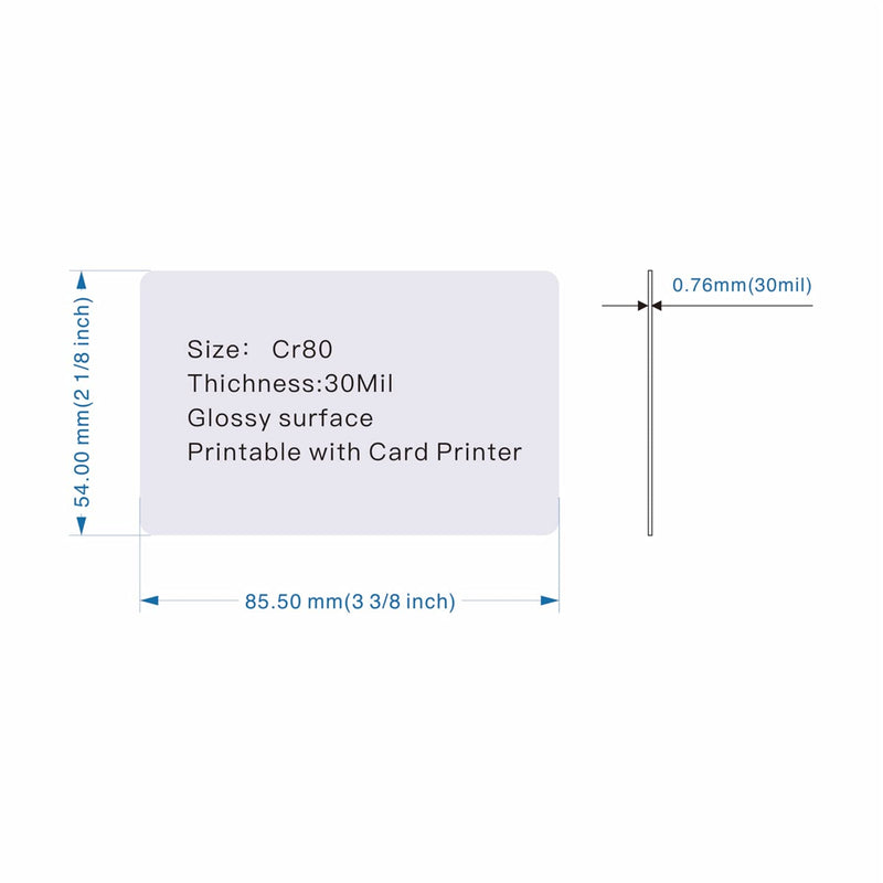 50 Pack 1K RFID Smart intelligent Cards Compatible with Mifare Classic 1K 13.56MHz 14443A Card White Card Hotel Key Cards Access Control Card Printable on Card Printers CR80 3 3/8" x 2 1/8" 50pcs
