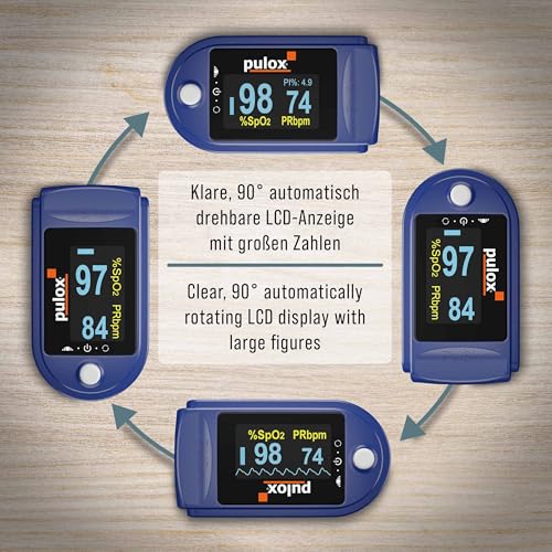 Pulse oximeter PULOX PO-200 Solo Finger Pulse Oximeter for Measuring Pulse and Oxygen Saturation on Finger | With precision indicator for reliable control of oxygen saturation, heart rate and perfusion index blue 1 pc. (pack of 1)