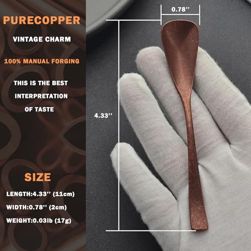 4.33-Inch Vintage Teaspoon, Hand-Forged Antique Copper Spoon, Suitable for Stirring Coffee and Desserts, Cakes, Ice Cream (4) 4