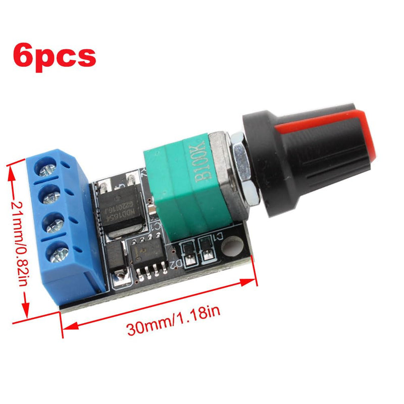 [Australia - AusPower] - VISSQH 6 pieces PWM motor speed controller, 5 V 12 V 10 A motor speed controller module mini DC motor PWM speed controller with switch function 