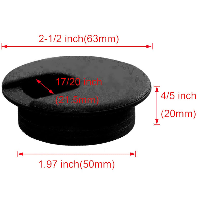 [Australia - AusPower] - 2pcs 2 Inch Desk Wire Cord Cable Grommets Hole Cover for Office PC Desk Cable Cord Organizer Plastic Cover (Black-2Pcs) Black-2Pcs 