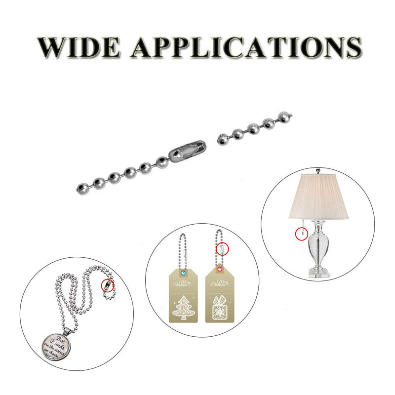 [Australia - AusPower] - KINGOU 80pcs Stainless Steel Ball Chain Connector Clasps Fits for 1.6/2.0/2.4/3.2mm Beaded Ball Chain 