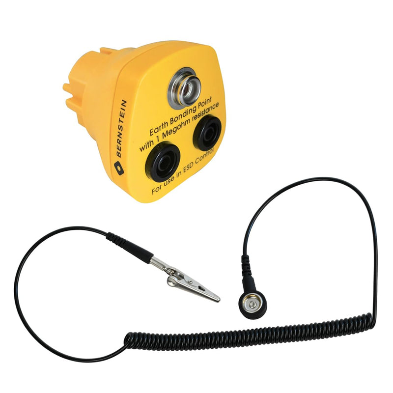 [Australia - AusPower] - BERNSTEIN ESD Grounding Cable 1 MOhm, 1800 mm, 1 Push Button 10 mm and Banana Plug, Effective ESD Protection Earth cable 1 MOhm, 1800 mm, 1 push button 