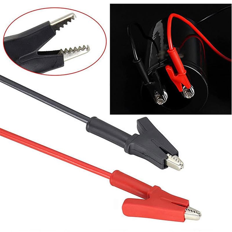 [Australia - AusPower] - Dual Ended Alligator Clips, 2 Pcs 3.3ft/1m Electrical Test Lead Wires, 15A Copper Clamps with Protective Jack Copper Clamps for Electrical Testing, Flexible Cable for Electrical Testing & Repairs 