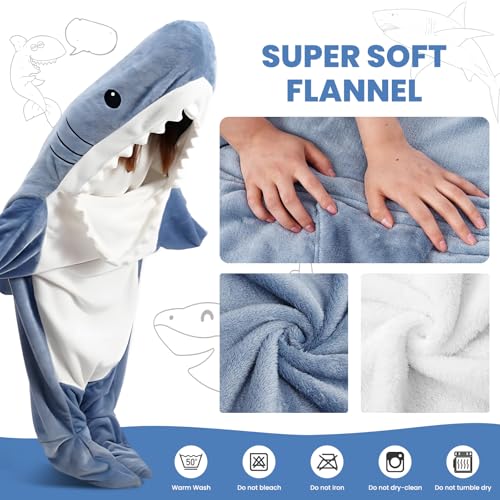 Shark Blanket Hoodie Onesie,Wearable Shark Blanket Soft Cozy Shark Onesie,Shark Costume for Adult Shark Sleeping Bag Xl: for 61-67 Inch Height