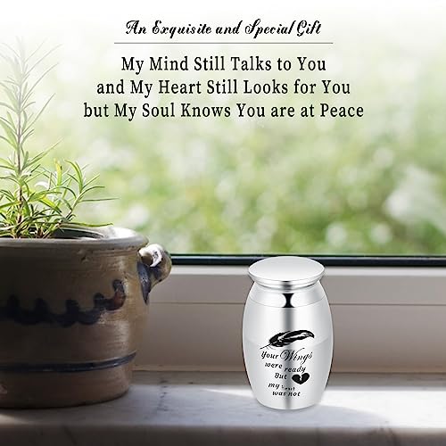 Small Urns for Ashes Keepsake Cremation Urn with Wings Charm Minis Personal Funeral Urn for Pet or Human Ashes Memorial Ash Keepsake (Silver Wings 40 * 30mm) Silver Wings 40*30mm