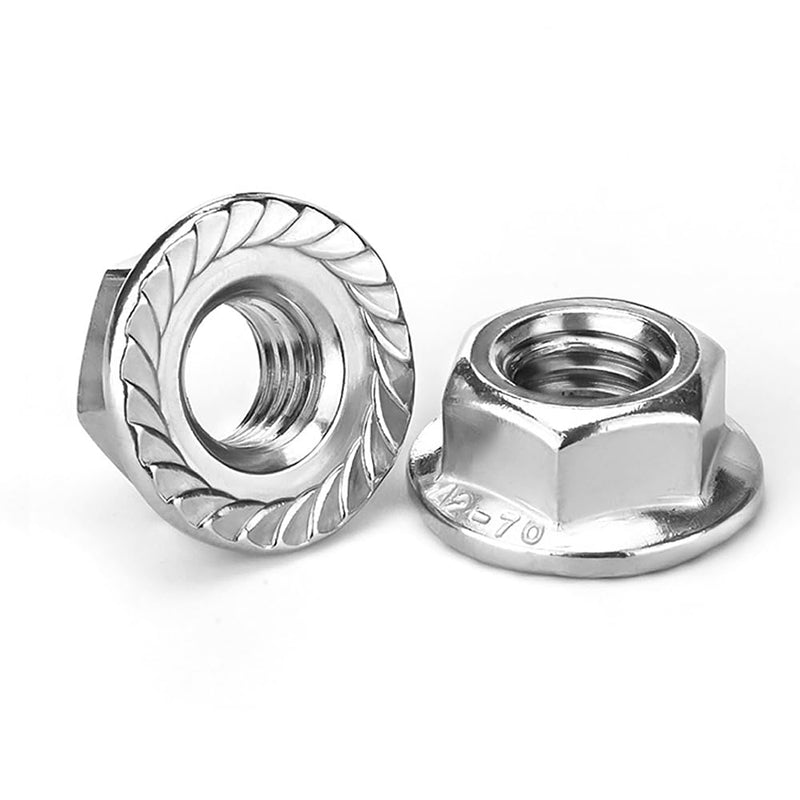 [Australia - AusPower] - M6 Serrated Flange Nuts (25 Pieces), M6x1.0 Pitch Hex Flange Lock Nut, 18-8 Stainless Steel Metric Hexagonal Lock Nut, Bright Finish, Full Thread,UNC M6-1.0mm(25pcs) 