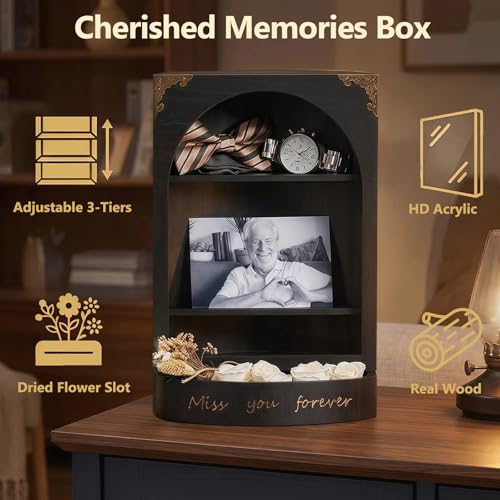 DGWJSU Sympathy Gifts, Keepsake Box, Shadow Boxes Display Cases, Black
