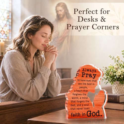 Christian Gifts for Women Men Always Pray Jesus Acrylic Sign Prayer Decor