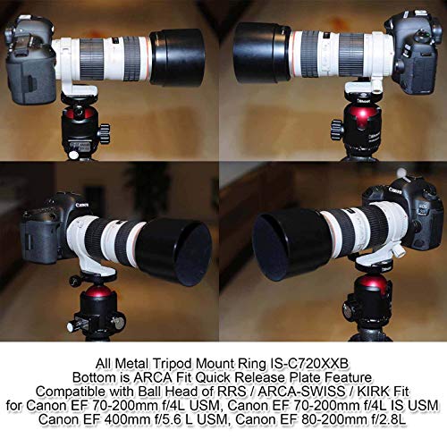 iShoot Full Metal Tripod Mount Ring for Canon EF 70-200mm f/4L is II USM Lens, Lens Collar Support Bracket with Quick Release Plate fit Arca-Swiss Type Tripod Ball Head