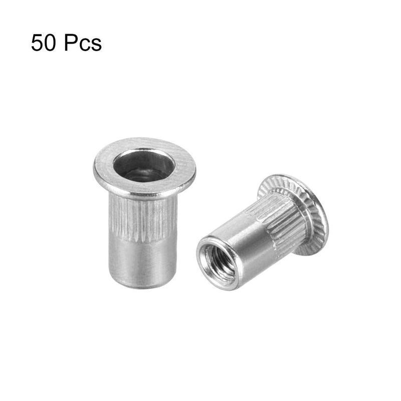[Australia - AusPower] - uxcell M4 304 Stainless Steel Rivet Nuts Flat Head Insert 50 Pcs 