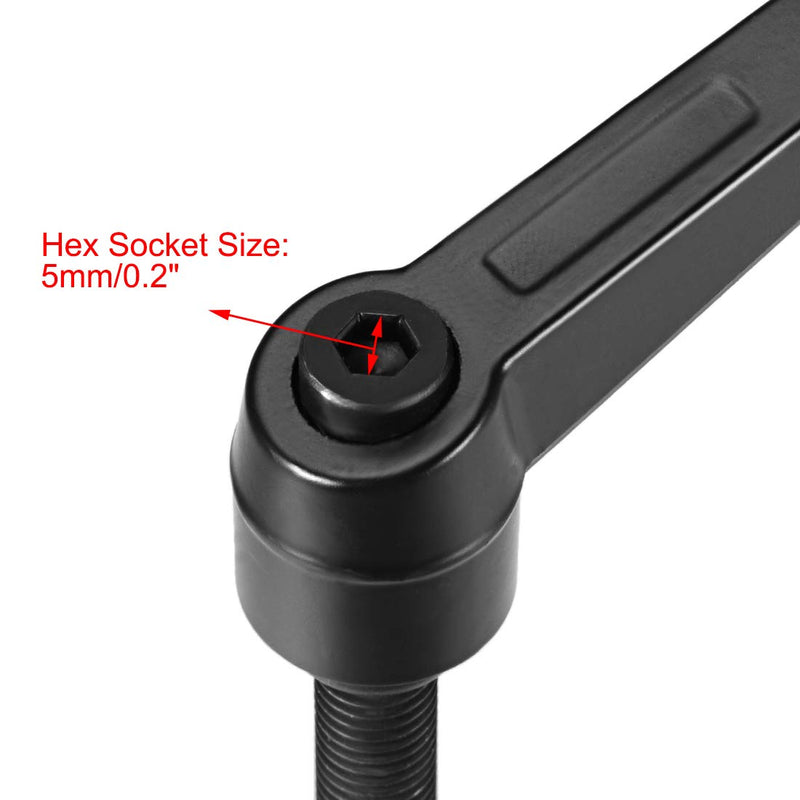 [Australia - AusPower] - uxcell M10 x 50mm Handle Adjustable Clamping Lever Thread Push Button Ratchet Male Threaded Stud Knobs Quick Release Screw Handles Bolts with Locking Lever Black 