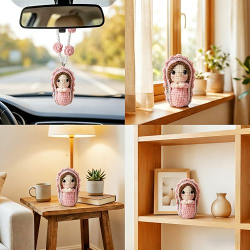 Crochet Virgen De Guadalupe Cute Virgin Mary Crochet Car Accessories Pink Guadalupe Pink