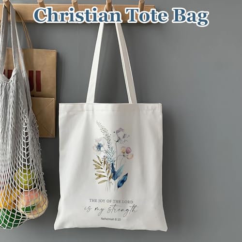 Onperpoe Flowers Bible Tote Bag, Christian Gifts for Women, Reusable Canvas Tote Bag, Religious Christian Gifts for Womens Her Friends