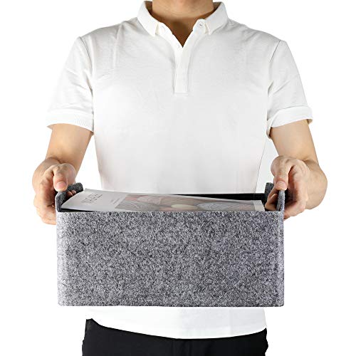 Welaxy Storage Baskets Collapsible Felt Storage bin Foldable Shelf Drawers Organizers Bins organizie Box with Handles for Kids Toys pet Toy Books Clothes Makeup Junk organise (Gray x 3) Gray x 3