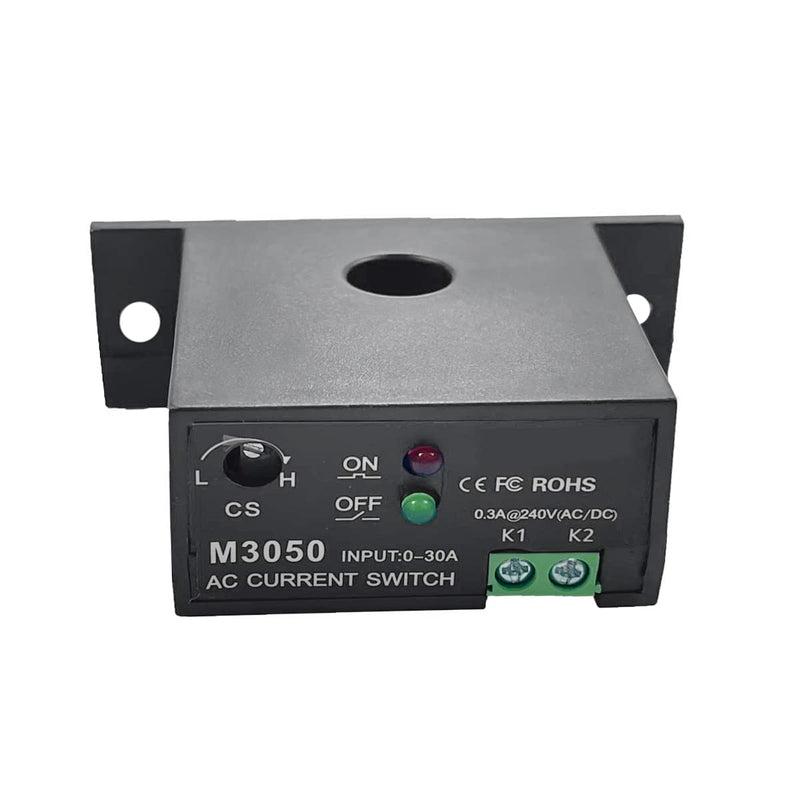 AC Current Sensing Switch, Adjustable Self-Powered Sensing Switch Normally Open Amp Sensor Monitoring Relay for Automated Equipment (0.2-30A) 30A