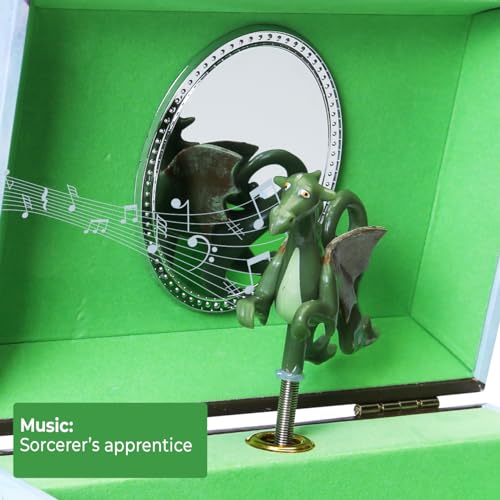 Enchantmints Playful Dragon Musical Jewelry Box for Girls & Boys Dragon Spins to The Sorcerer's Apprentice Treasure Storage