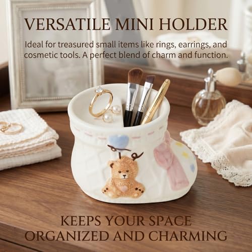 5.5 Inch Whimsical Room Decor - Cute Bear Jewelry Holder, Funky Trinket Dish, Unique Bedroom Aesthetic Organizer for Rings and Earrings