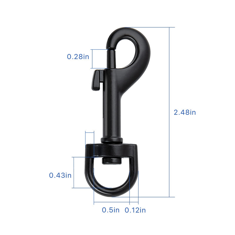 [Australia - AusPower] - 20Pcs Bolt Snap Hooks for Dog Leash Clips, Metal Heavy Duty Swivel Snap Hook Leash Hardware for Linking Dog Collar, Pet Harness, Key Chains, Purse Straps, DIY Project Black-20pcs-0.6*2.56 in 