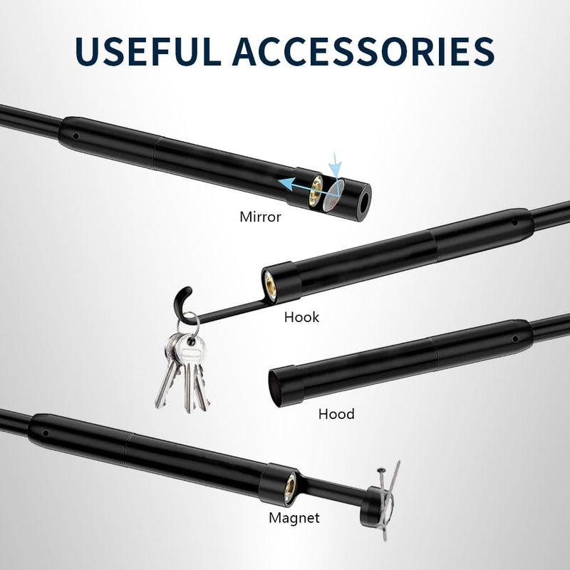 [Australia - AusPower] - 16.4ft Endoscope Camera with Light for Iphone and Android, 1920P HD IP67 Waterproof Borescope with 8 Adjustable LED Lights, Semi-Rigid Snake Camera, 7.9mm Inspection Camera 