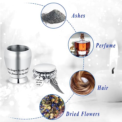Small Keepsake Urns for Human Ashes Cremation Urns for Ashes Stainless Steel Funeral Memorial Ashes Holder Mini Cremation Urn for Pet or Human Ash Silver Wing