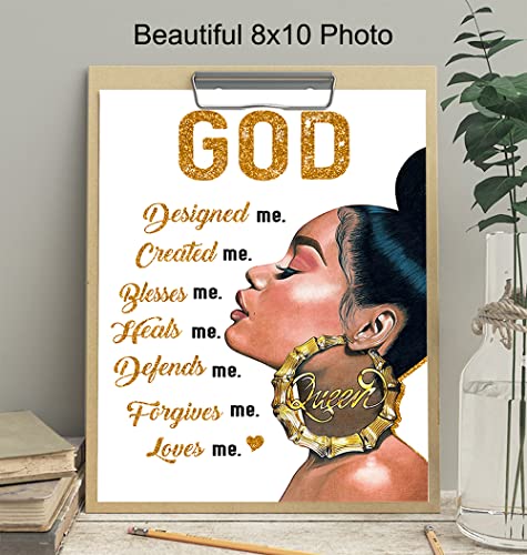 African American Art - Black Art - spiritual Religious Wall Decor - Black women - Inspiration Christian Gifts for Women, African Americans Black Girl - Christian Wall Decor- Faith God Wall Art & Decor 8"L x 10"W