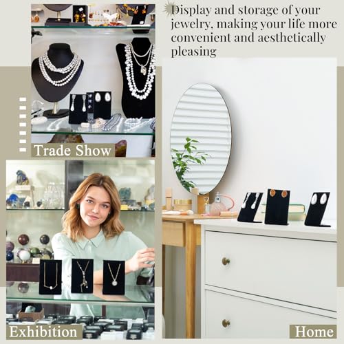 RattanView 12 Pcs Velvet Earring Display Stand Necklace Holder Black