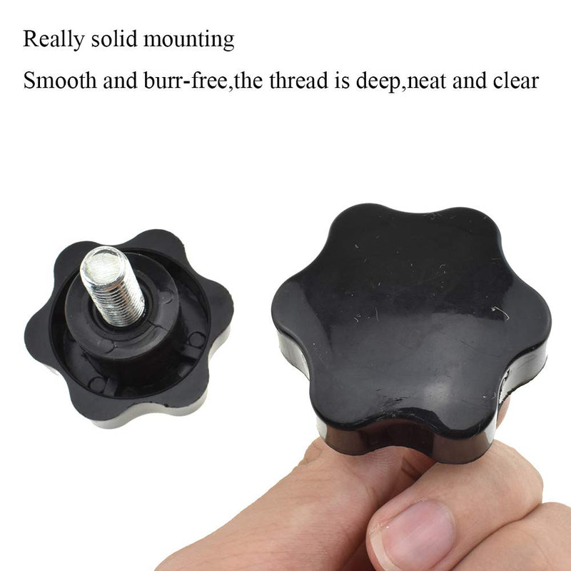 [Australia - AusPower] - Hahiyo Hex Handle Threaded Knobs Star Bump Shape M10 20mm Screw Length 48mm Head Diameter Clamping Handgrip Nut Screw Combined Tightly Solid Plum No Tool Needed 2pcs, M10*20#48-2Pcs 